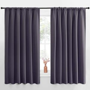 imageNICETOWN Blackout Curtains for Bedroom Blackout Curtain Panels Greyish Purple 1 Pair 70 by 63inch Window Treatment Energy Saving Thermal Insulated Solid Rod Pocket Blackout DrapesDraperies