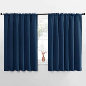 imageNICETOWN Blackout Curtains for Bedroom Blackout Curtain Panels Moroccan Blue 1 Pair 70 by 63inch Window Treatment Energy Saving Thermal Insulated Solid Rod Pocket Blackout DrapesDraperies