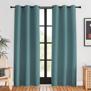 imageNICETOWN Blackout Curtains for Bedroom Sea Teal 42 W by 80 L Set of 2 Thermal Insulated Curtains ampamp Drapes with Grommet Top for Living Room Privacy Window Treatment Draperies