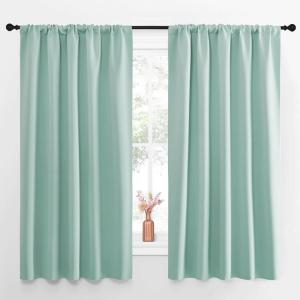 imageNICETOWN Blackout Curtains for Living Curtains Aqua Blue Set of 2 52 by 63 Inch Window Treatment Blackout Curtain Panels Home Decor Thermal Insulated Solid Drapes for Bedroom