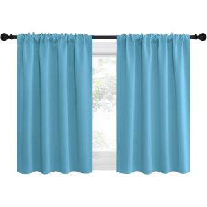 imageNICETOWN Blackout Curtains for Living Curtains Teal Blue 2 Panels 29 by 30 Room Darkening Window Curtain Panels EasyCare Solid Thermal Insulated DraperiesDrapes for Daughter Room