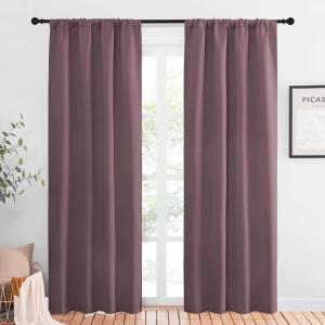 imageNICETOWN Blackout Curtains for Living Curtains Window Treatment Thermal Insulated Room Darkening Drape Panels for Patio Sliding Glass Door Dry Rose Set of 2 42 inches Width by 84 inches Length