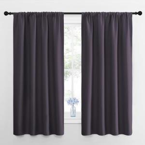 imageNICETOWN Blackout Curtains for Living Room Greyish Purple 2 Panels 42 by 63 Darkening Window Curtain Panels EasyCare Solid Thermal Insulated DraperiesDrapes for Daughter Room
