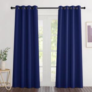 imageNICETOWN Blackout Doorway Curtains 80 inch Length  Grommet Room Darkening Thermal Insulated Soundproof Window Treatments for BedroomCloset 2 Panels 46 x 80 Inch Navy Blue