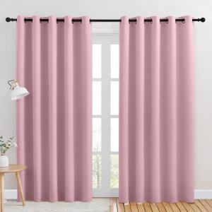 imageNICETOWN Blackout Draperies Curtains for Kids Room Greyish Purple Set of 2 70 by 84 inches Window Treatment Thermal Insulated Solid Grommet Blackout Drape Panels for Bedroom