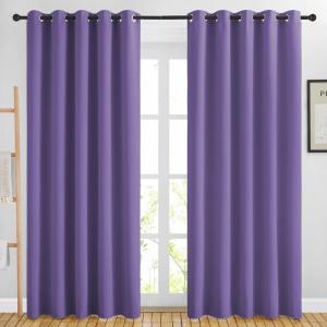 imageNICETOWN Blackout Lilac Purple Curtains for Sliding Glass Door 2 Panels  Thermal Insulated Grommet Room Darkening Window Drapes Sound Reducing Room Dividers for Living Room 2 Panels W66 x L84