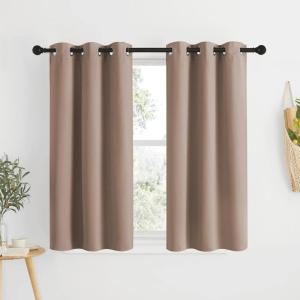 imageNICETOWN Blackout Window Curtains and Drapes for Kitchen Window Treatment Thermal Insulated Solid Grommet Blackout Drapery Panels Set of 2 34 by 48 inches Cappuccino