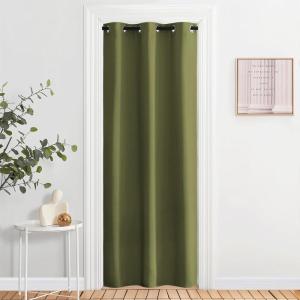 imageNICETOWN Curtain Blackout Drape Panel Single Panel 34 x 84 inch Olive Green 3 Pass Microfiber Noise Reducing Thermal Insulated Window Drapery with Grommet