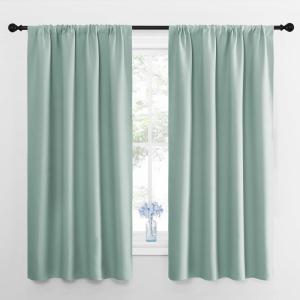 imageNICETOWN Curtains for Living Room 2 Panels Rod Pocket Thermal Drapes for Bedroom Room Darkning Fresh Shading Blinds Modern Home Decoration for Girls W42 x L63 in per Panel Seafoam Green