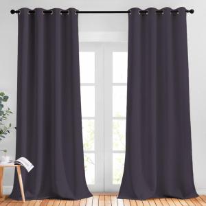 imageNICETOWN Greyish Purple Blackout Draperies Curtains  Pair of Grommet Top Thermal Insulated Blackout Decorative Curtains for Large Window Decor52 inches Wide by 95 inches Long