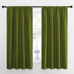imageNICETOWN Kitchen Curtains Short Blackout Drapes Olive 42quot Wide by 54quot Long 2 PCs Thermal Insulated Blackout Curtain Panels for Kids Room Play Room
