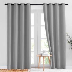 imageNICETOWN Light Gray Blackout Curtains 84 inch Long for Bedroom  Thermal Insulated Solid Grommet Light Blocking Window Curtains ampamp Drapes for Living Room 2 Panels 52 x 84 Inch Silver Grey
