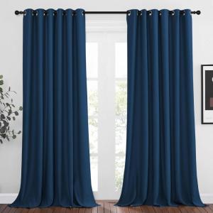 imageNICETOWN Light Reducing Grommet Curtains  Triple Woven Textured Soft Curtain Panels for Living Room Window Treatment Drapes for Sliding Door W80 x L108 Moroccan Blue 2 Pieces
