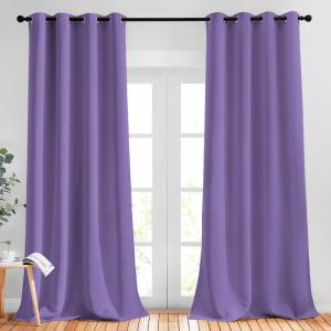 imageNICETOWN Living Room Blackout Curtains  Window Treatment Thermal Insulated Solid Grommet Blackout PanelsDrapes for Nursery Lilac Purple Set of 2 Panels 52 by 95 Inch
