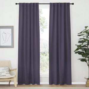 imageNICETOWN Living Room Darkening Curtains  Greyish Purple Color W42 x L70 Set of 2 Home Decor Room Darkening Thermal Insulated Drapery Panels for OfficeSchoolHospital Window