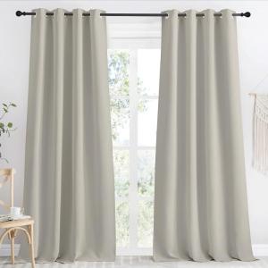 imageNICETOWN Natural Blackout Curtain 118 inch Length W55 x L118 Inch 8 Grommets Top 1 Piece Thermal Insulated Modern Window Treatment Soundproof Drape Panel for BedroomLiving Room