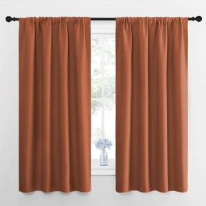 imageNICETOWN RV Blackout Curtains for Camper Windows Burnt Orange 29quot Wide by 50quot Long 2 PCs Short Blackout Curtains ampamp Drapes Thermal Insulated Blackout Curtain Panels for Kids Room Play Room