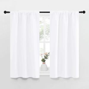 imageNICETOWN RV Curtains for Camper Windows White Kitchen Window Drapes Home Decoration Light Filtering for Small Window 34 Inches Wide by 40 Inches Long 1 Pair