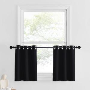 imageNICETOWN Red Blackout Tiers Window Curtains 30 inch Length 2 Panels Short Tiers for Home Decor Small Kitchen Christmas Curtains for Half Window 52 by 30 Inch 2 Panels Burgundy RedBlack