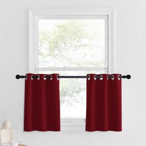 imageNICETOWN Red Blackout Tiers Window Curtains 30 inch Length 2 Panels Short Tiers for Home Decor Small Kitchen Christmas Curtains for Half Window 52 by 30 Inch 2 Panels Burgundy RedBurgundy Red