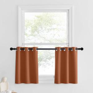 imageNICETOWN Red Blackout Tiers Window Curtains 30 inch Length 2 Panels Short Tiers for Home Decor Small Kitchen Christmas Curtains for Half Window 52 by 30 Inch 2 Panels Burgundy RedBurnt Orange