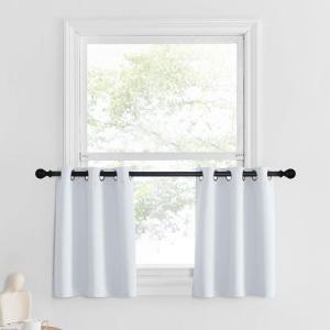 imageNICETOWN Red Blackout Tiers Window Curtains 30 inch Length 2 Panels Short Tiers for Home Decor Small Kitchen Christmas Curtains for Half Window 52 by 30 Inch 2 Panels Burgundy RedGreyish White