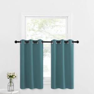 imageNICETOWN Red Blackout Tiers Window Curtains 30 inch Length 2 Panels Short Tiers for Home Decor Small Kitchen Christmas Curtains for Half Window 52 by 30 Inch 2 Panels Burgundy RedSea Teal