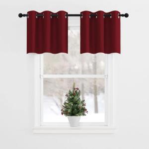 imageNICETOWN Red Blackout Tiers Window Curtains 30 inch Length 2 Panels Short Tiers for Home Decor Small Kitchen Christmas Curtains for Half Window 52 by 30 Inch 2 Panels Burgundy RedBurgundy