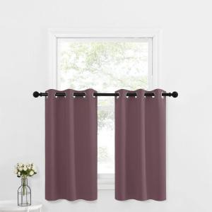 imageNICETOWN Red Blackout Tiers Window Curtains 30 inch Length 2 Panels Short Tiers for Home Decor Small Kitchen Christmas Curtains for Half Window 52 by 30 Inch 2 Panels Burgundy RedDry Rose