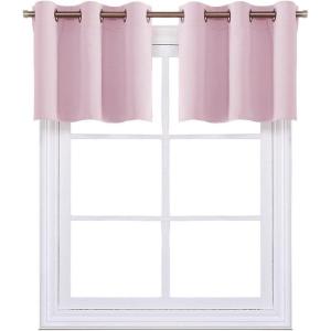 imageNICETOWN Red Blackout Tiers Window Curtains 30 inch Length 2 Panels Short Tiers for Home Decor Small Kitchen Christmas Curtains for Half Window 52 by 30 Inch 2 Panels Burgundy RedBaby Pink