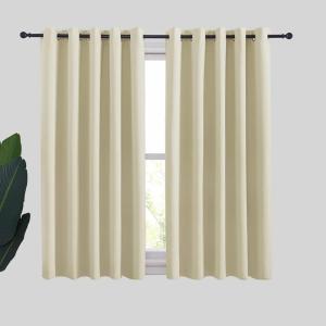 imageNICETOWN Room Darkening Curtain Panels for Cafe Thermal Insulated Grommet Room Darkening DraperiesDrapes for Window Beige 2 Panels W70 x L54 inch