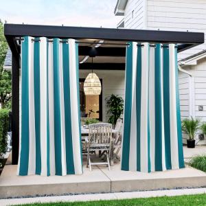 imageNICETOWN Room Darkning Bedroom Curtain W84 x L84 Stainless Steel Grommet Top Blackout Heavy Weight Window Treatment Thermal Insulated Sunlight Block Drape Panel for Sun RoomPorch TanTeal  White