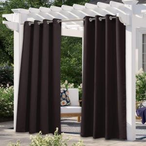 imageNICETOWN Room Darkning Bedroom Curtain W84 x L84 Stainless Steel Grommet Top Blackout Heavy Weight Window Treatment Thermal Insulated Sunlight Block Drape Panel for Sun RoomPorch TanToffee Brown