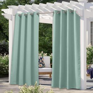 imageNICETOWN Room Darkning Bedroom Curtain W84 x L84 Stainless Steel Grommet Top Blackout Heavy Weight Window Treatment Thermal Insulated Sunlight Block Drape Panel for Sun RoomPorch TanAqua Blue