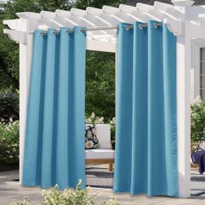 imageNICETOWN Room Darkning Bedroom Curtain W84 x L84 Stainless Steel Grommet Top Blackout Heavy Weight Window Treatment Thermal Insulated Sunlight Block Drape Panel for Sun RoomPorch TanTeal Blue