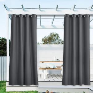 imageNICETOWN Room Darkning Bedroom Curtain W84 x L84 Stainless Steel Grommet Top Blackout Heavy Weight Window Treatment Thermal Insulated Sunlight Block Drape Panel for Sun RoomPorch TanCharcoal Grey