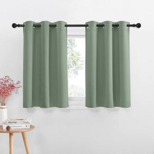 imageNICETOWN Rustic Kitchen Curtains Country Grommet Room Darkening Short Curtains for Small Windows Farmhouse Window Christmas Decor for Cafe Living Room2 Panels 42quot W x 36quot L Greyish Green