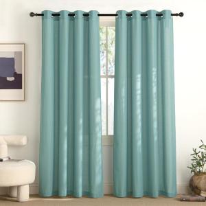 imageNICETOWN Rustic Linen 102 inch Long Curtains for Living Room Grommet Privacy Added Thick Linen Weave with Light Filter Window Curtains ampamp Drapes for Bedroom Olive Green W55 x L102 2 PanelsGreyish Blue