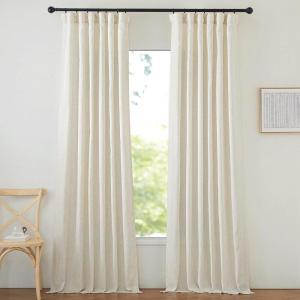 imageNICETOWN Rustic Linen 102 inch Long Curtains for Living Room Grommet Privacy Added Thick Linen Weave with Light Filter Window Curtains ampamp Drapes for Bedroom Olive Green W55 x L102 2 PanelsHook Belt Natural