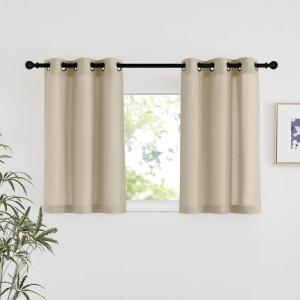 imageNICETOWN Rustic Linen 102 inch Long Curtains for Living Room Grommet Privacy Added Thick Linen Weave with Light Filter Window Curtains ampamp Drapes for Bedroom Olive Green W55 x L102 2 PanelsAngora