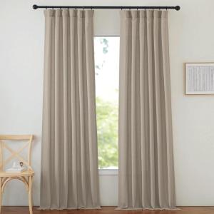 imageNICETOWN Rustic Linen 102 inch Long Curtains for Living Room Grommet Privacy Added Thick Linen Weave with Light Filter Window Curtains ampamp Drapes for Bedroom Olive Green W55 x L102 2 PanelsHook Belt Taupe