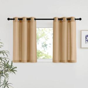 imageNICETOWN Rustic Linen 102 inch Long Curtains for Living Room Grommet Privacy Added Thick Linen Weave with Light Filter Window Curtains ampamp Drapes for Bedroom Olive Green W55 x L102 2 PanelsBurlap