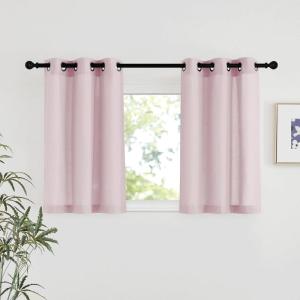 imageNICETOWN Rustic Linen 102 inch Long Curtains for Living Room Grommet Privacy Added Thick Linen Weave with Light Filter Window Curtains ampamp Drapes for Bedroom Olive Green W55 x L102 2 PanelsBlush Pink