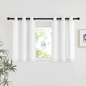 imageNICETOWN Rustic Linen 102 inch Long Curtains for Living Room Grommet Privacy Added Thick Linen Weave with Light Filter Window Curtains ampamp Drapes for Bedroom Olive Green W55 x L102 2 PanelsWhite