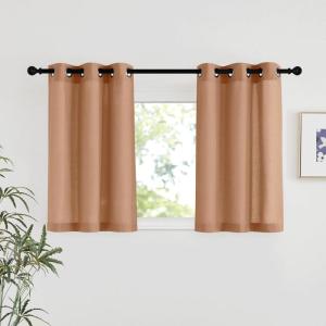 imageNICETOWN Rustic Linen 102 inch Long Curtains for Living Room Grommet Privacy Added Thick Linen Weave with Light Filter Window Curtains ampamp Drapes for Bedroom Olive Green W55 x L102 2 PanelsBurnt Orange