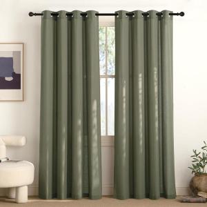 imageNICETOWN Rustic Linen 102 inch Long Curtains for Living Room Grommet Privacy Added Thick Linen Weave with Light Filter Window Curtains ampamp Drapes for Bedroom Olive Green W55 x L102 2 PanelsLichen