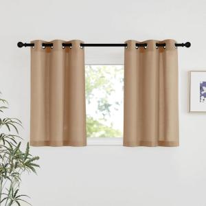 imageNICETOWN Rustic Linen 102 inch Long Curtains for Living Room Grommet Privacy Added Thick Linen Weave with Light Filter Window Curtains ampamp Drapes for Bedroom Olive Green W55 x L102 2 PanelsCamel