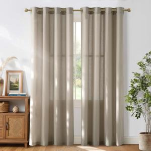 imageNICETOWN Rustic Linen 102 inch Long Curtains for Living Room Grommet Privacy Added Thick Linen Weave with Light Filter Window Curtains ampamp Drapes for Bedroom Olive Green W55 x L102 2 PanelsCocoa Cream