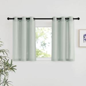 imageNICETOWN Rustic Linen 102 inch Long Curtains for Living Room Grommet Privacy Added Thick Linen Weave with Light Filter Window Curtains ampamp Drapes for Bedroom Olive Green W55 x L102 2 PanelsSage Green
