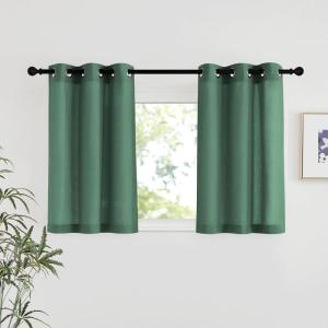 imageNICETOWN Rustic Linen 102 inch Long Curtains for Living Room Grommet Privacy Added Thick Linen Weave with Light Filter Window Curtains ampamp Drapes for Bedroom Olive Green W55 x L102 2 PanelsOlive Green